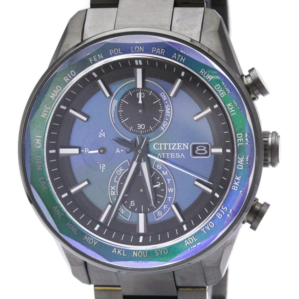 CITIZEN Attesa ACT Line Black Titanium LTD Radio Wave Control Solar Watch AT8...